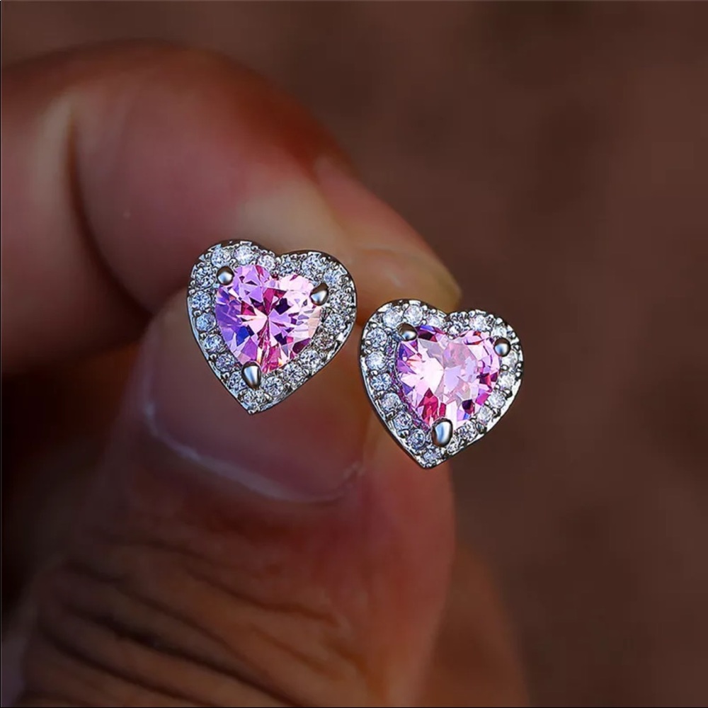 Dainty Heart Rainbow Crystal Stone Earring